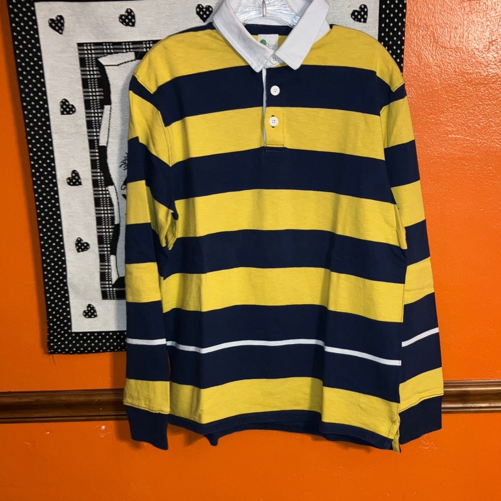 Boden Yellow and Navy Striped Men’s Rugby Shirt